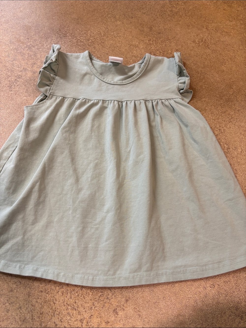 Girls' Sage Ruffle Sleeve Top - Soft Cotton